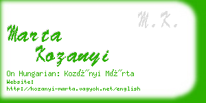 marta kozanyi business card